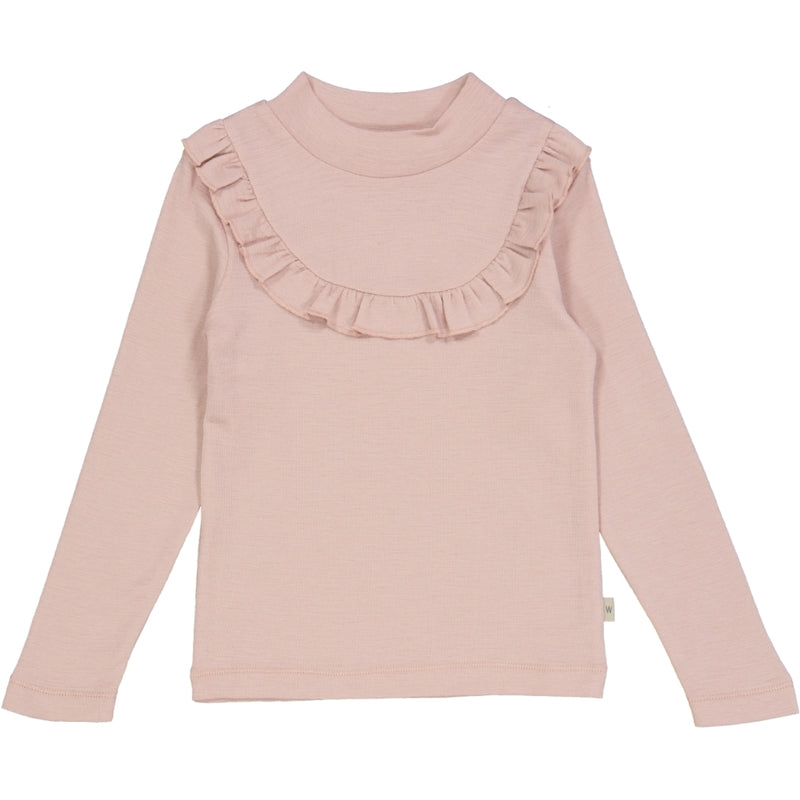 Wheat Wool Langærmet Flæse T-shirt Uld Jersey Tops and T-Shirts 2487 rose powder
