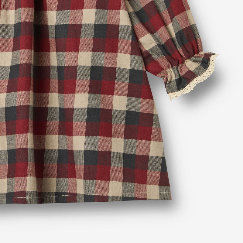 Wheat Main Langærmet Kjole Bella Dress 9588 red blue check