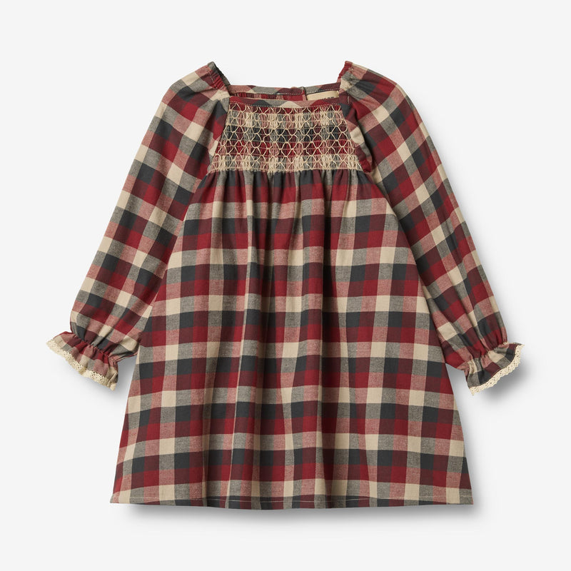 Wheat Main Langærmet Kjole Bella Dress 9588 red blue check