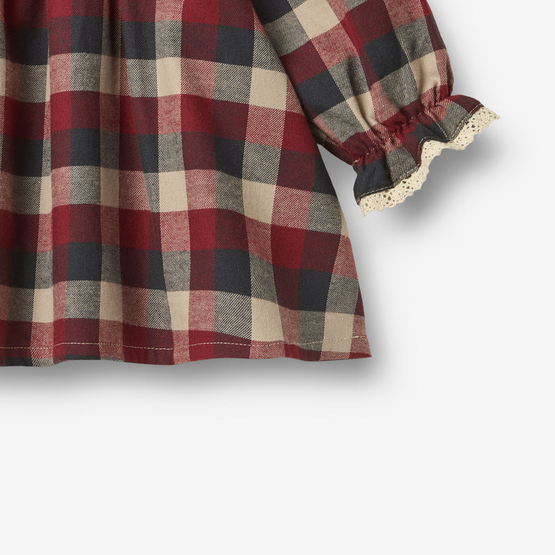 Wheat Main Langærmet Kjole Bella Dress 9588 red blue check