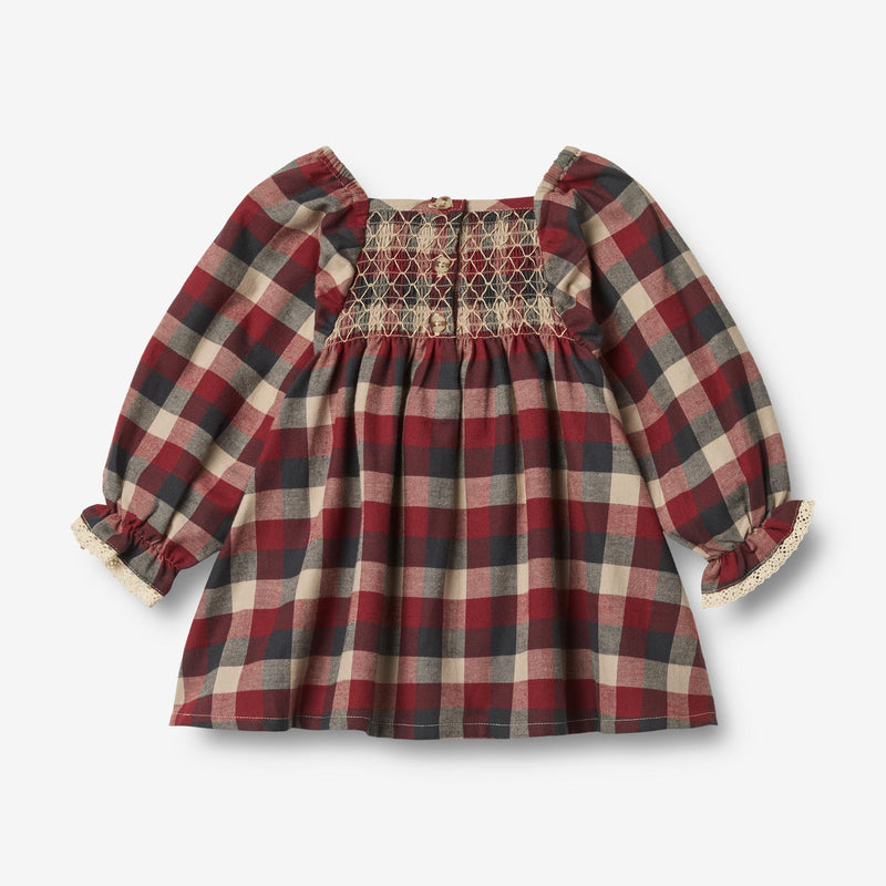 Wheat Main Langærmet Kjole Bella Dress 9588 red blue check