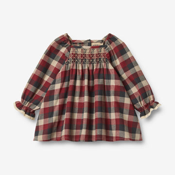 Wheat Main Langærmet Kjole Bella Dress 9588 red blue check