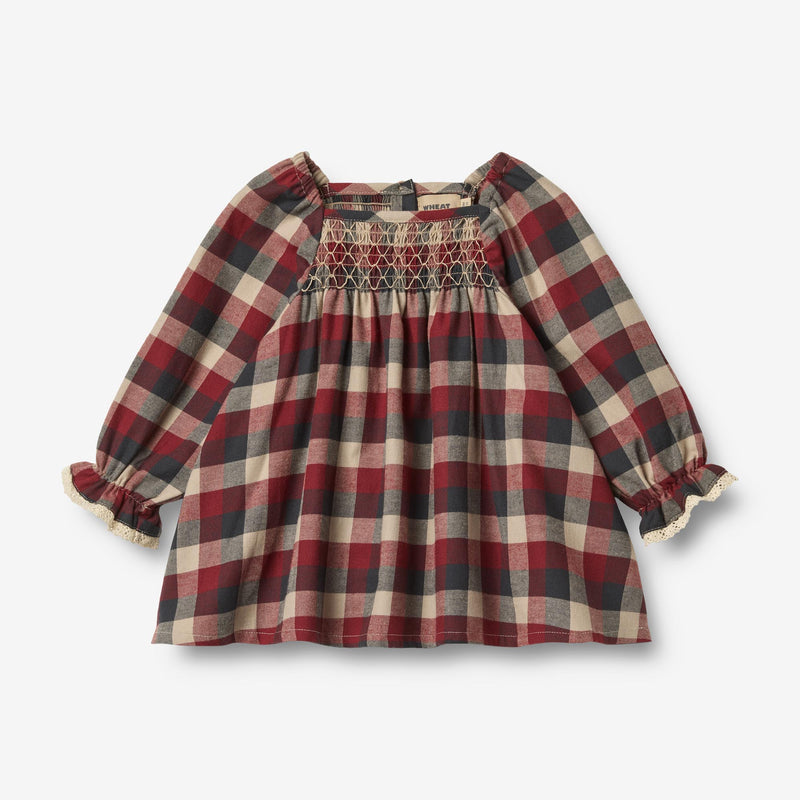Wheat Main Langærmet Kjole Bella Dress 9588 red blue check