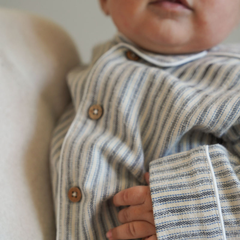 Wheat Main Langærmet Natdragt Lennie Home 9585 blue stripe