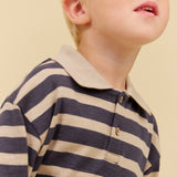 Wheat Main Langærmet Polo Fred Blouse 1309 greyblue stripe