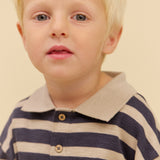 Wheat Main Langærmet Polo Fred Blouse 1309 greyblue stripe
