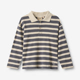 Wheat Main Langærmet Polo Fred Blouse 1309 greyblue stripe