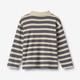 Wheat Main Langærmet Polo Fred Blouse 1309 greyblue stripe