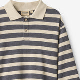 Wheat Main Langærmet Polo Fred Blouse 1309 greyblue stripe