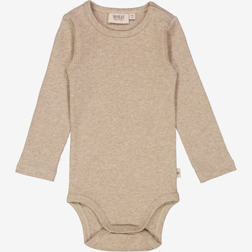 Wheat Main  Langærmet Rib Body Underwear/Bodies 3306 cappuccino melange