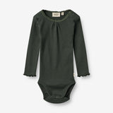 Wheat Main  Langærmet Rib Body Lotta | Baby Underwear/Bodies 0025 black coal