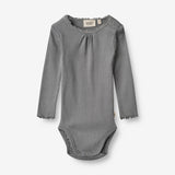 Wheat Main  Langærmet Rib Body Lotta | Baby Underwear/Bodies 1525 autumn sky