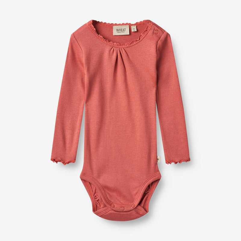 Wheat Main  Langærmet Rib Body Lotta | Baby Underwear/Bodies 2020 faded rose