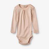 Wheat Main  Langærmet Rib Body Lotta | Baby Underwear/Bodies 2032 rose dust