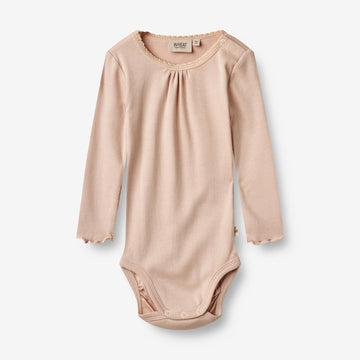 Wheat Main  Langærmet Rib Body Lotta | Baby Underwear/Bodies 2032 rose dust