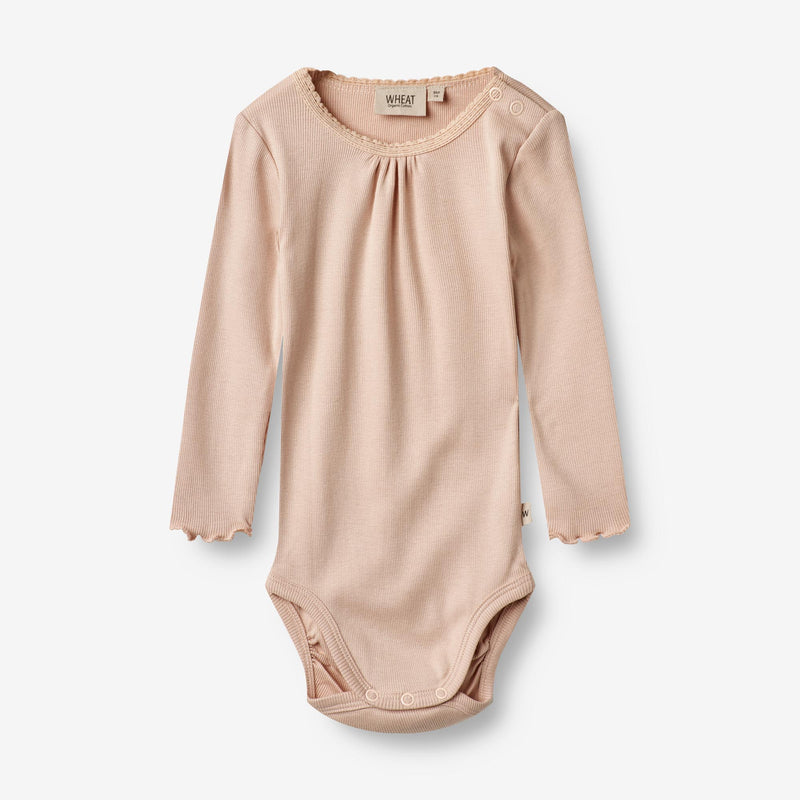 Wheat Main  Langærmet Rib Body Lotta | Baby Underwear/Bodies 2032 rose dust