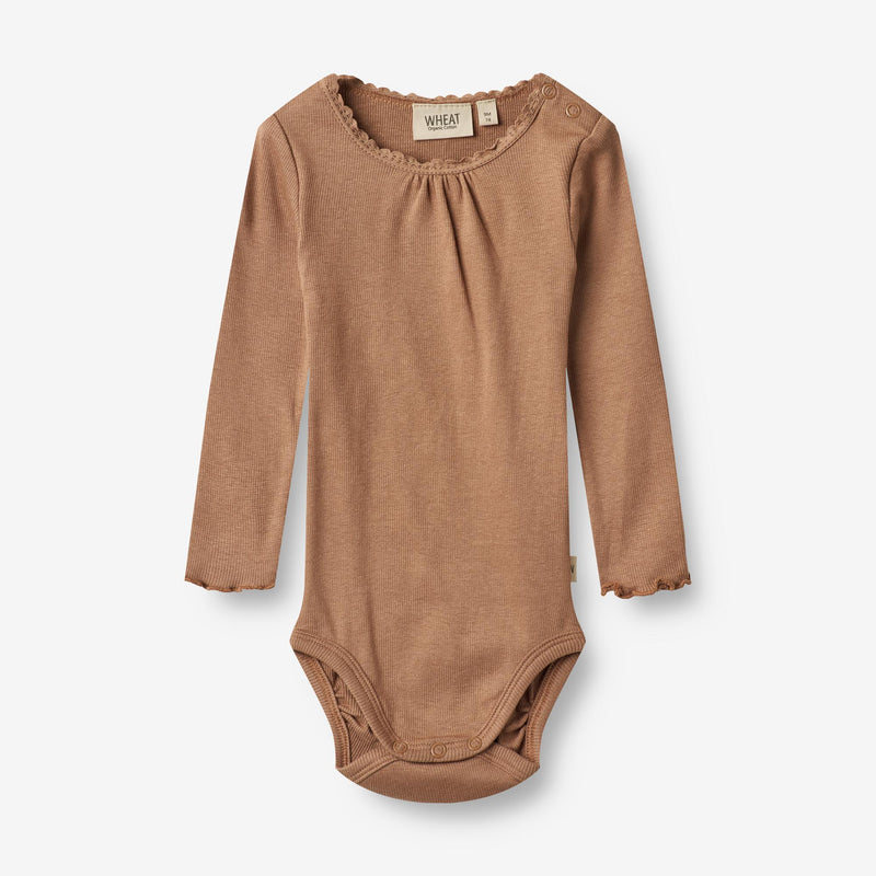 Wheat Main  Langærmet Rib Body Lotta | Baby Underwear/Bodies 2121 berry dust