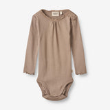 Wheat Main  Langærmet Rib Body Lotta | Baby Underwear/Bodies 3006 soft brown