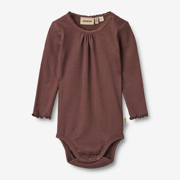 Wheat Main Langærmet Rib Body Lotta Underwear/Bodies 3118 eggplant