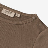 Wheat Main  Langærmet Rib Body Peter | Baby Underwear/Bodies 0094 greybrown