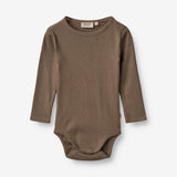 Wheat Main  Langærmet Rib Body Peter | Baby Underwear/Bodies 0094 greybrown