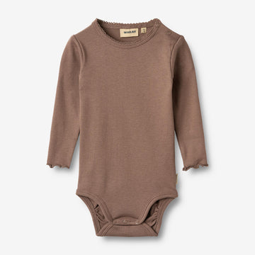 Wheat Main Langærmet Rib Body Regitze Body 9573 toffee brown