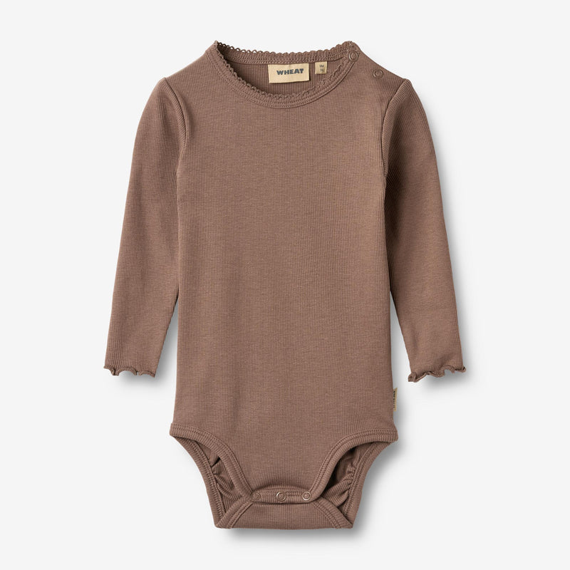 Wheat Main Langærmet Rib Body Regitze Body 9573 toffee brown