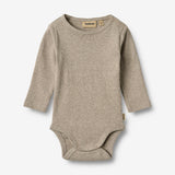 Wheat Main Langærmet Rib Body Spencer Underwear/Bodies 0072 gravel melange