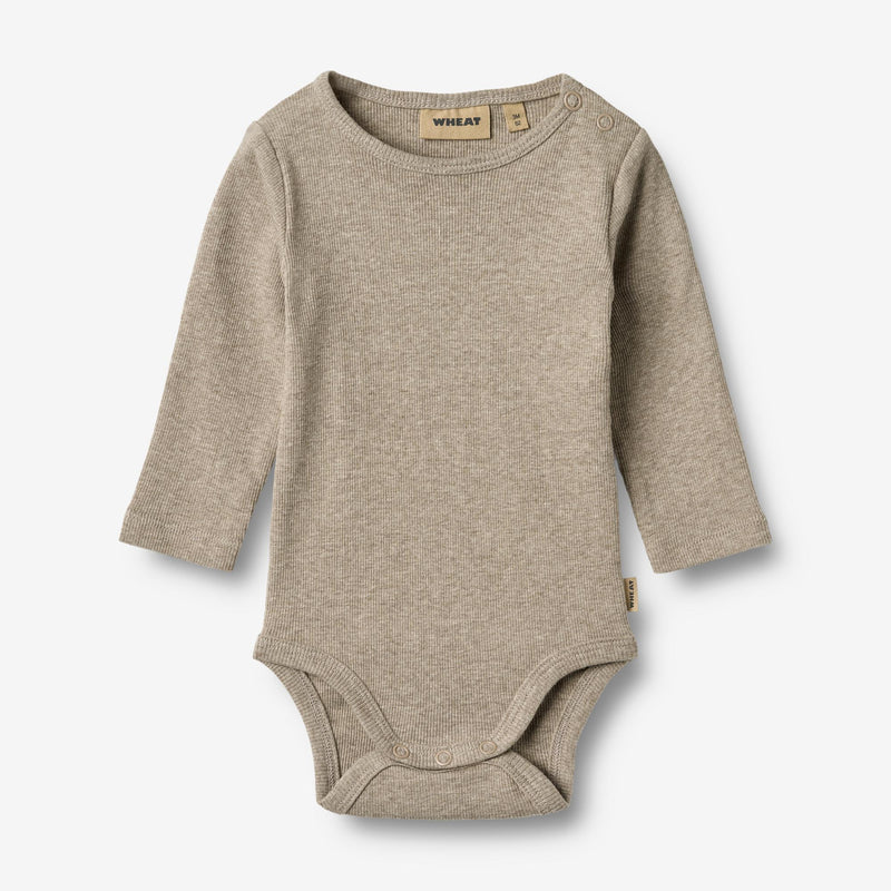 Wheat Main Langærmet Rib Body Spencer Underwear/Bodies 0072 gravel melange