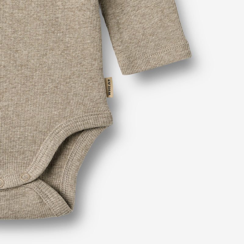 Wheat Main Langærmet Rib Body Spencer Underwear/Bodies 0072 gravel melange