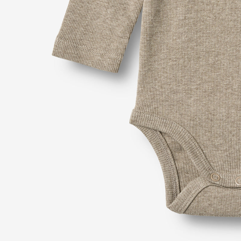 Wheat Main Langærmet Rib Body Spencer Underwear/Bodies 0072 gravel melange