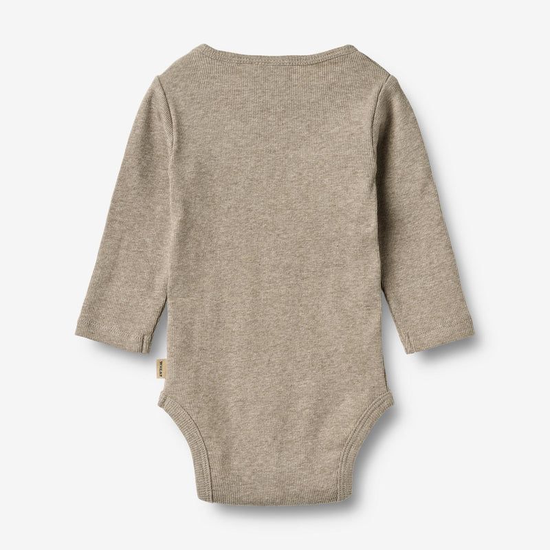 Wheat Main Langærmet Rib Body Spencer Underwear/Bodies 0072 gravel melange