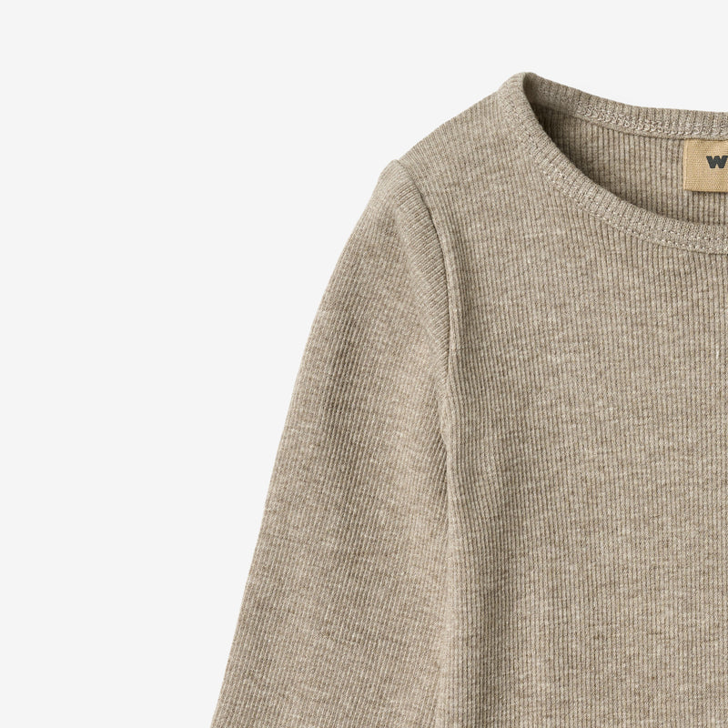 Wheat Main Langærmet Rib Body Spencer Underwear/Bodies 0072 gravel melange