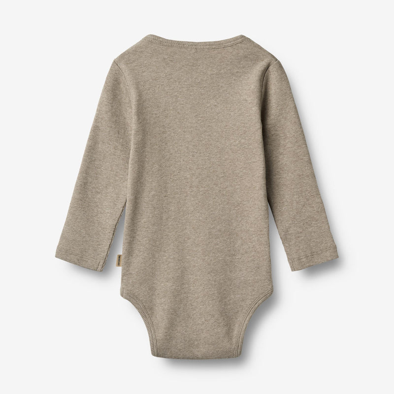 Wheat Main Langærmet Rib Body Spencer Underwear/Bodies 0072 gravel melange