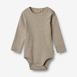 Wheat Main Langærmet Rib Body Spencer Underwear/Bodies 0072 gravel melange