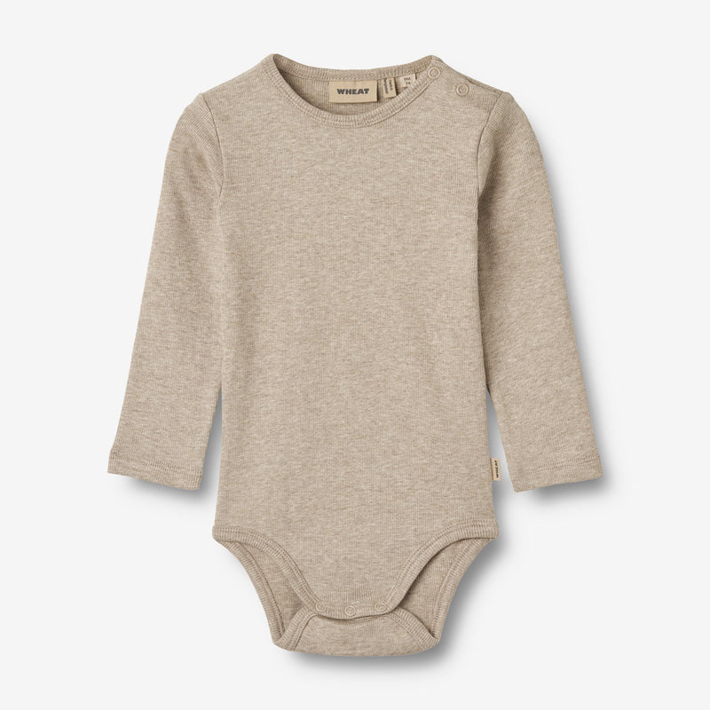 Wheat Main Langærmet Rib Body Spencer Underwear/Bodies 0072 gravel melange