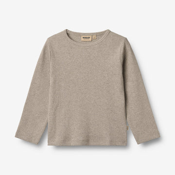 Wheat Main Langærmet Rib T-Shirt Milo T-Shirt 0072 gravel melange