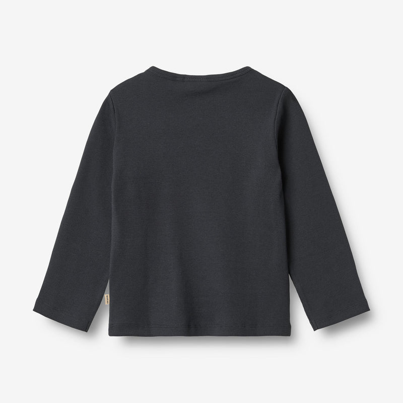 Wheat Main Langærmet Rib T-Shirt Milo Jersey Tops and T-Shirts 1432 navy