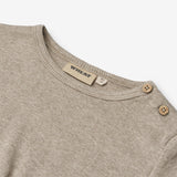 Wheat Main Langærmet Rib T-Shirt Milo T-Shirt 0072 gravel melange