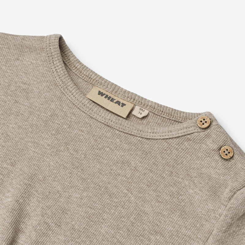 Wheat Main Langærmet Rib T-Shirt Milo T-Shirt 0072 gravel melange