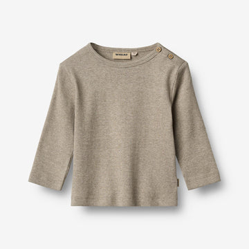 Wheat Main Langærmet Rib T-Shirt Milo T-Shirt 0072 gravel melange
