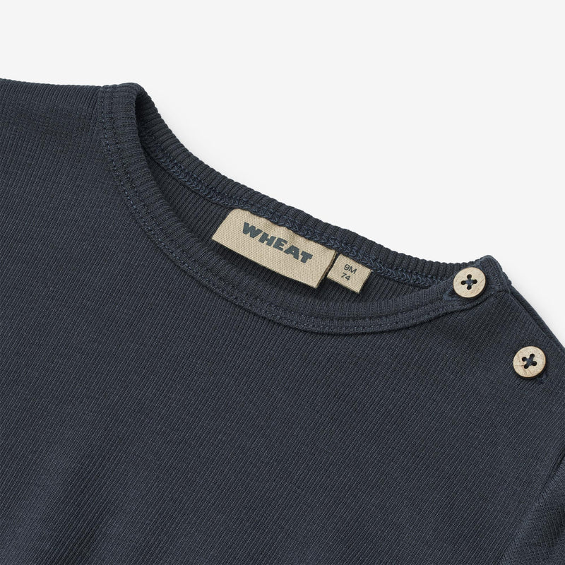 Wheat Main Langærmet Rib T-Shirt Milo T-Shirt 1432 navy
