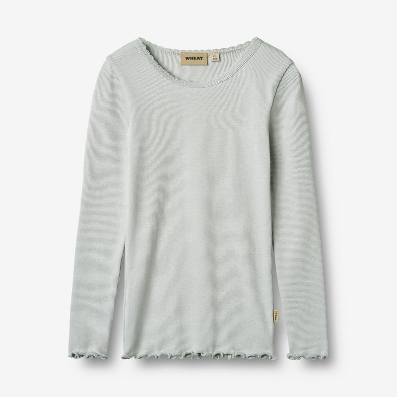 Wheat Main Langærmet Rib T-Shirt Reese Jersey Tops and T-Shirts 1560 soft blue