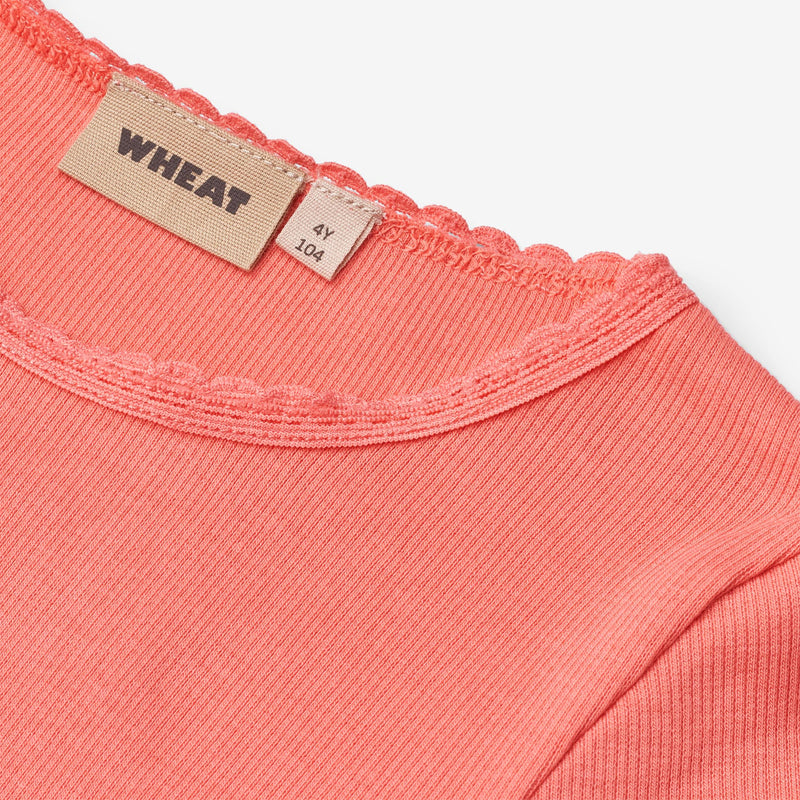 Wheat Main Langærmet Rib T-Shirt Reese Jersey Tops and T-Shirts 2216 light coral