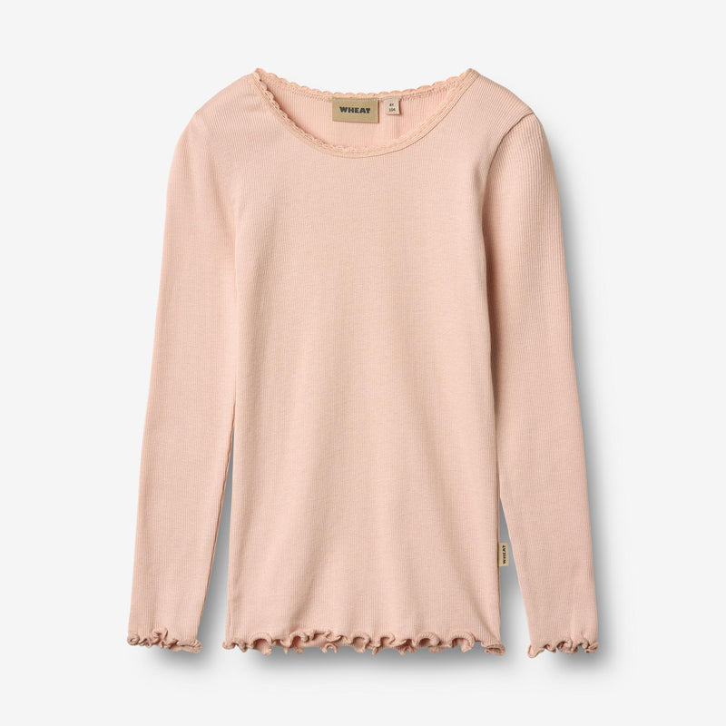 Wheat Main Langærmet Rib T-Shirt Reese Jersey Tops and T-Shirts 2400 powder