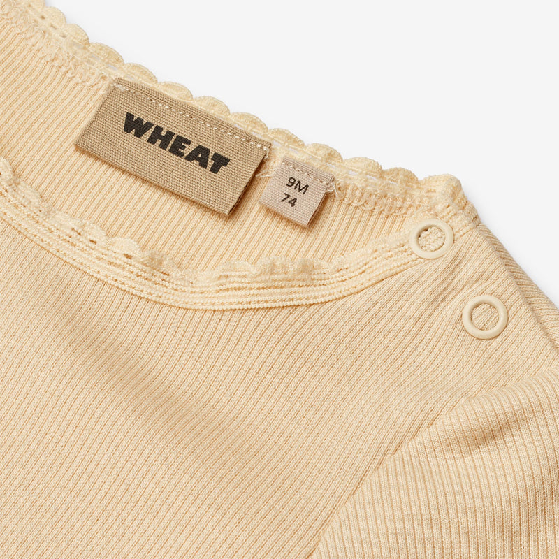 Wheat Main Langærmet Rib T-Shirt Reese Jersey Tops and T-Shirts 9430 macadamia