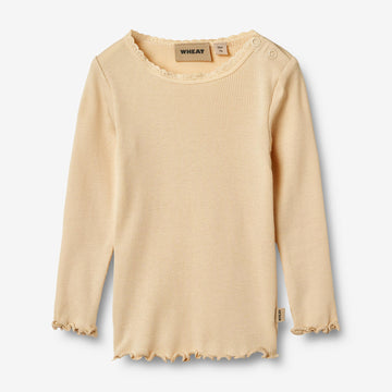 Wheat Main Langærmet Rib T-Shirt Reese T-Shirt 9430 macadamia