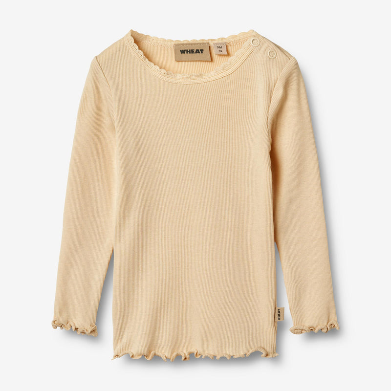 Wheat Main Langærmet Rib T-Shirt Reese Jersey Tops and T-Shirts 9430 macadamia