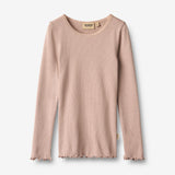 Wheat Main Langærmet Rib T-Shirt Reese T-Shirt 1135 dry rose