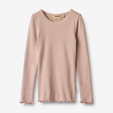 Wheat Main Langærmet Rib T-Shirt Reese T-Shirt 1135 dry rose